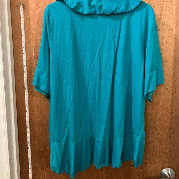 Size 26/28 - Lane Bryant - Short Sleeve Turquoise Knit Wrap - Picture 6 of 7